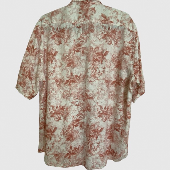 Joseph Abboud Mens Linen Coral Floral Summer Vacation Casual Shirt-Sz-L - Picture 3 of 14